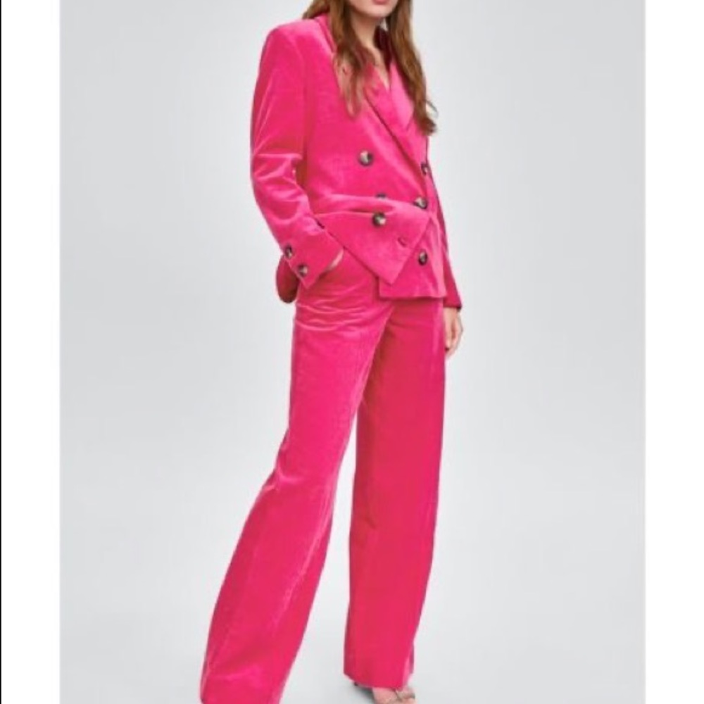 Zara Corduroy Blazer hot pink